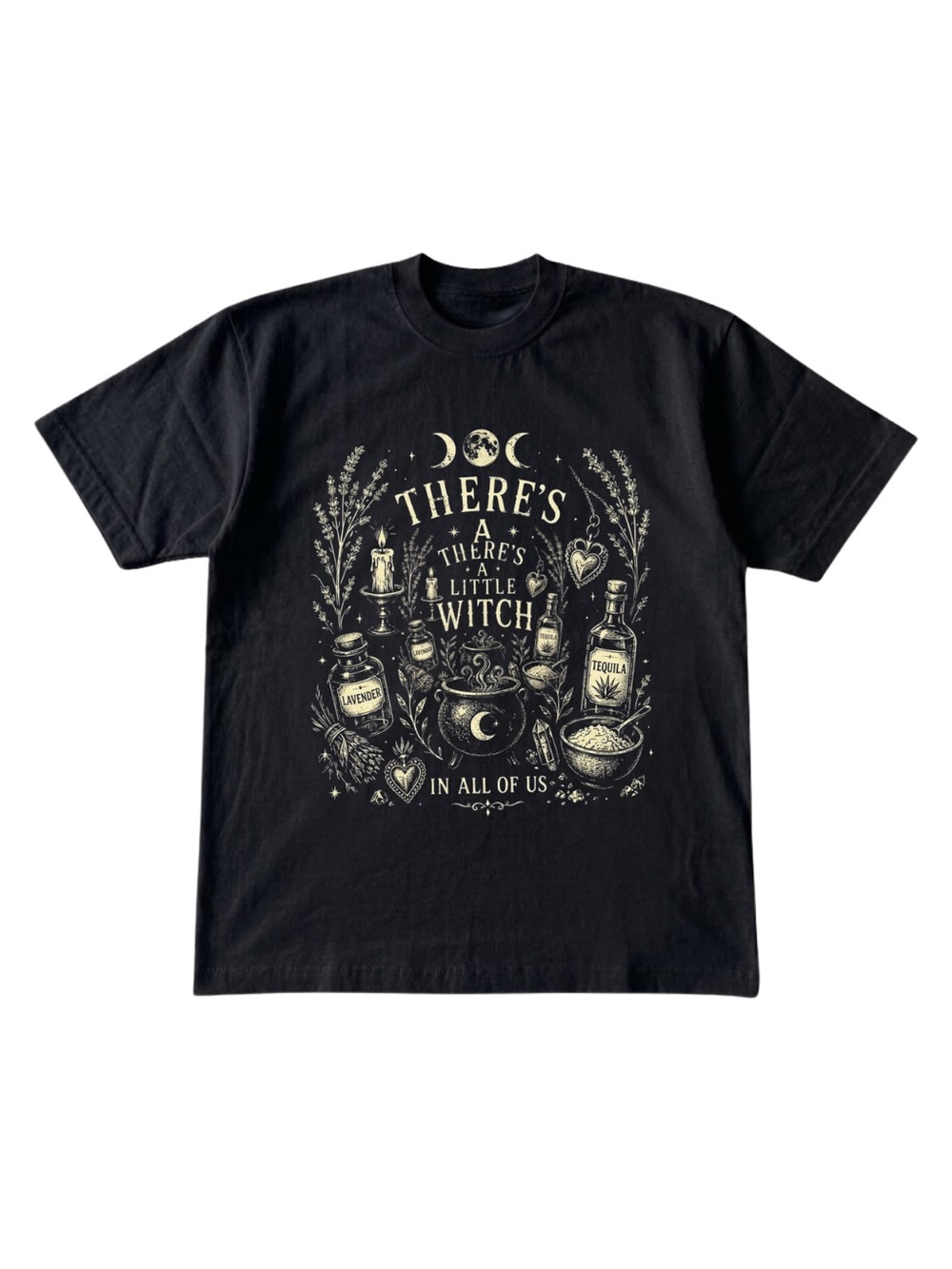 Gildan Black Graphic Tee — 'There's a Little Witch' Crewneck